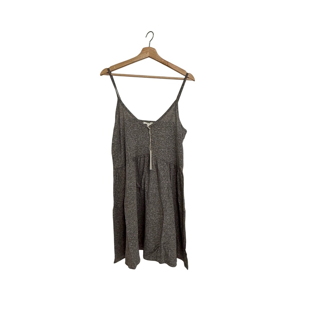 Z Supply Kara Ribbed Dress Heather Grey Sleeveless Babydoll Mini Dress NWT Large